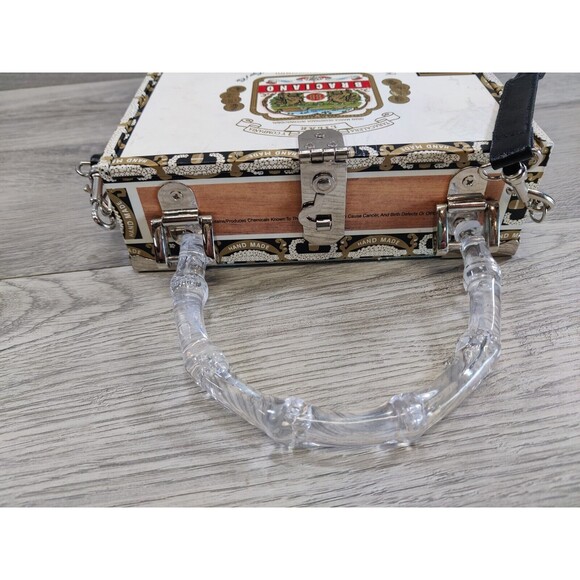 Cigar Box Purse Adorable Kitten's Design Silver Trim Sequins Checker Interior - Picture 10 of 16